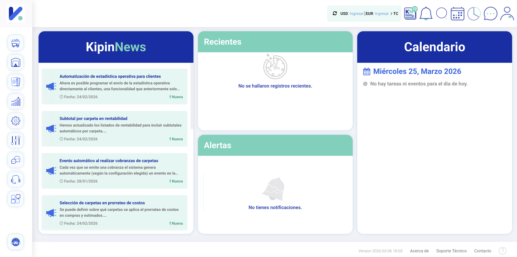 Logitrack ERP Dashboard — real-time shipment tracking, alerts, calendar and news